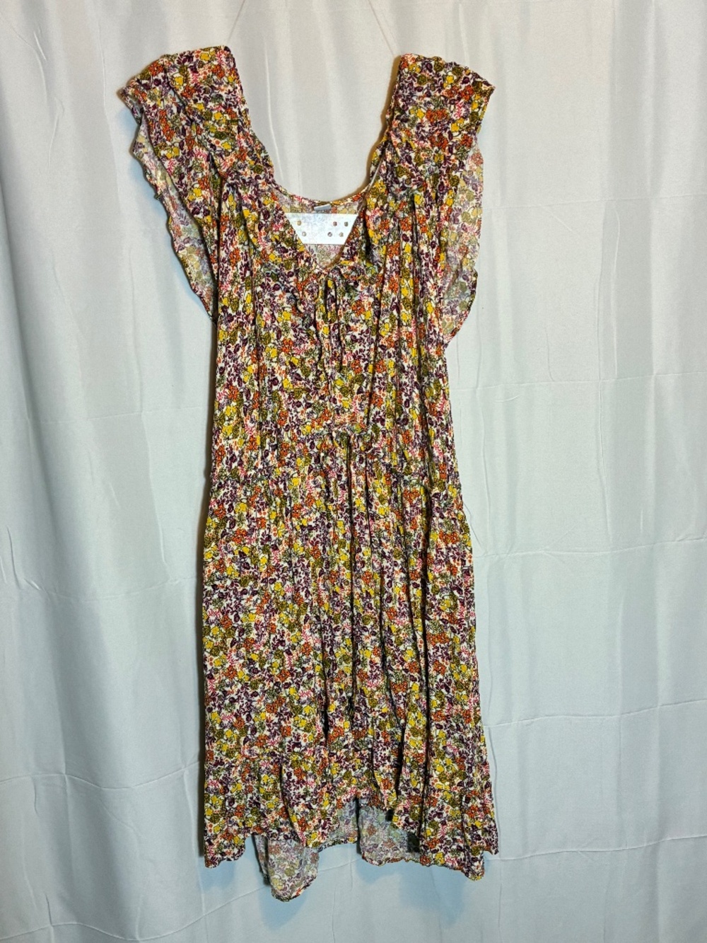 Old Navy Waist-Defined Flutter-Sleeve Smocked Floral Midi Dress